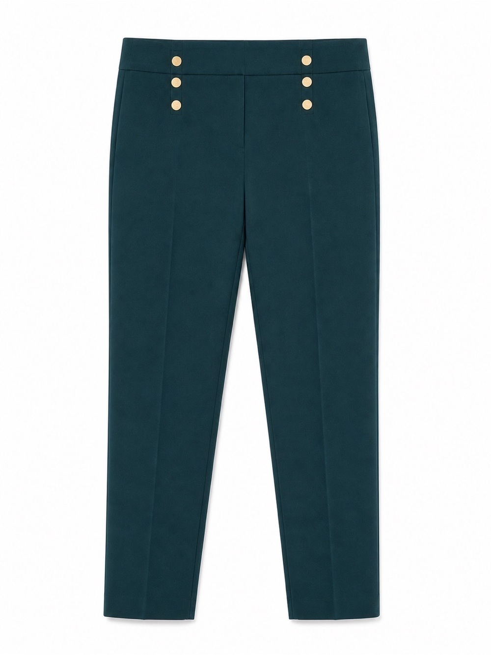Women’s Teal Slim Sailor Pants with Gold Buttons
